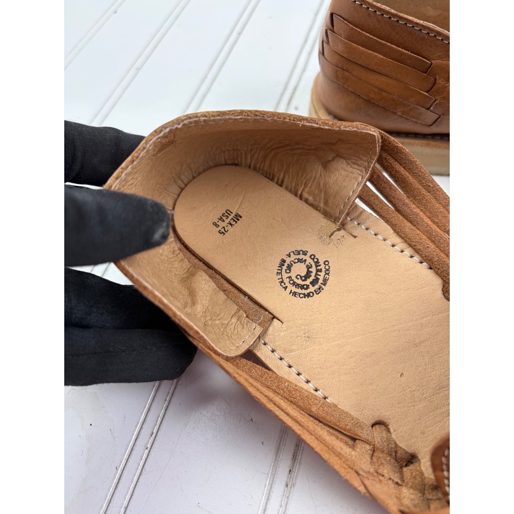 Artisan Mexican Leather Floral Embroidery Comfort Flats Huaraches Women's Size 8 - Picture 10 of 10